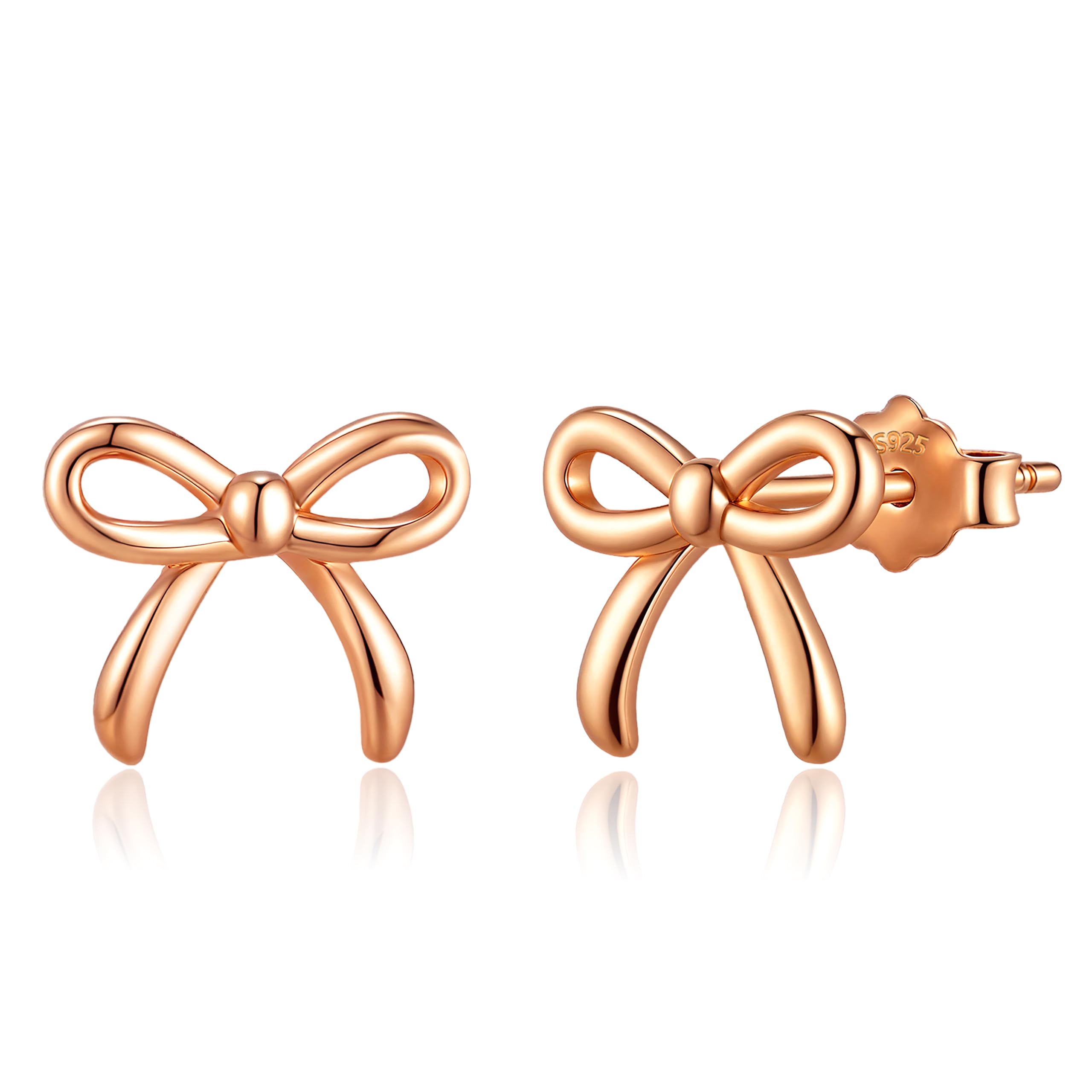 Skyfun Tiny Bow Earrings for Women S925 Sterling Silver Bow Earring Stud Minimalist Small Ribbon Bowknot Earrings Coquette Party Statement Stylish