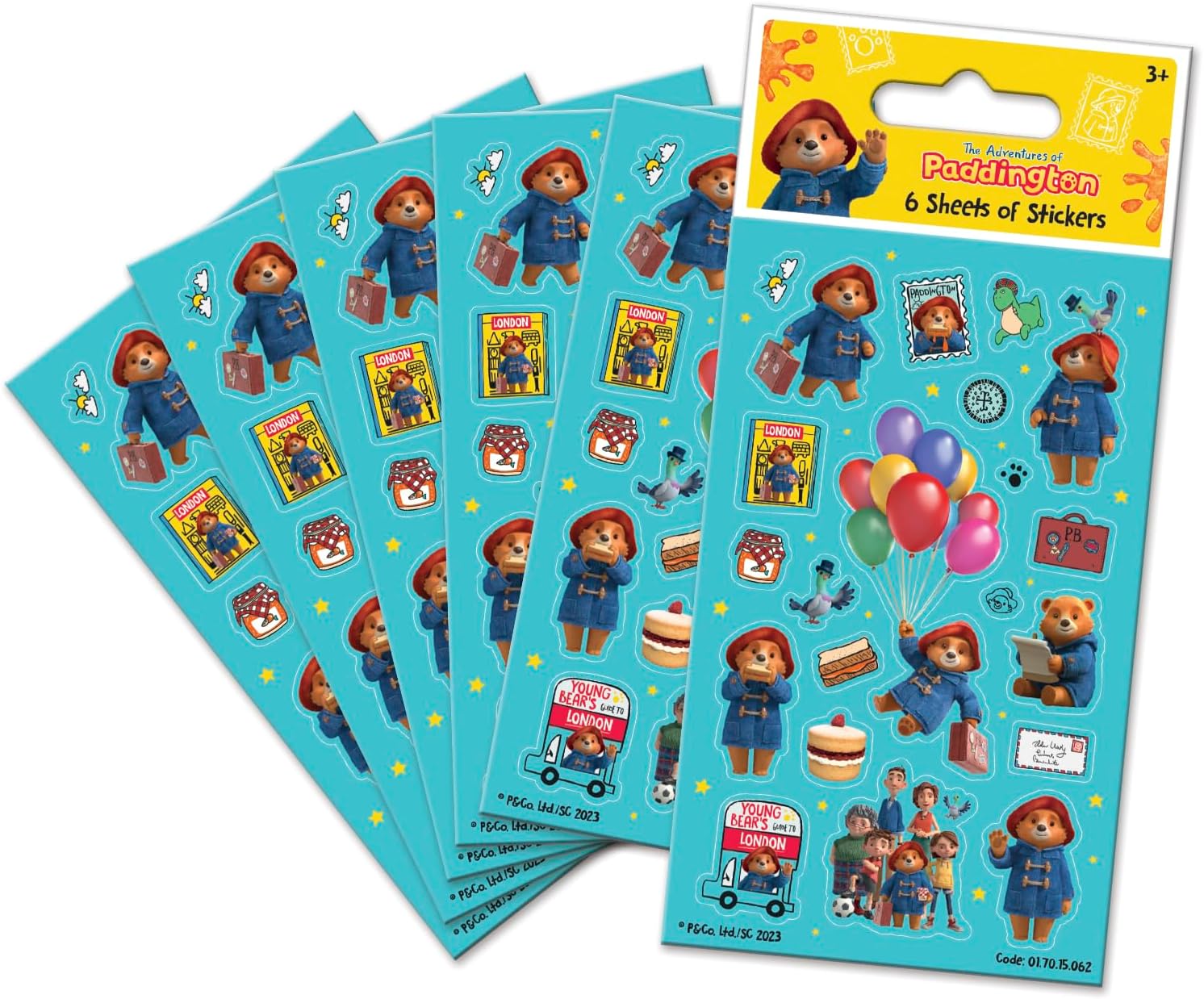 01.70.15.062 Paddinton Bear Adventures of Paddington Sticker Pack (6 Sheets)| Official Licensed Product | Perfect as Party Bag or Stocking Fillers, Blue, 12.5cm x 7.5cm