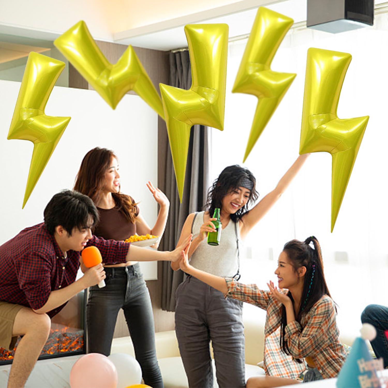 GDFHBD 8 Pieces Of Lightning Balloons, Elf Balloons, Lightning Shape Balloons, Foil Balloons, Party Carnival Balloons - Image 4