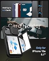Vista 3 de Funda para iPhone 16e tipo cartera, soporte integrado, tarjetero y cubierta para lente de cámara, protección de cuerpo completo, resistente