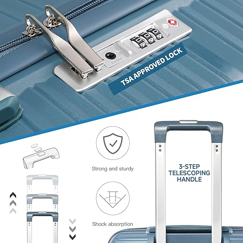 Miniatura 4 de Luggage Sets 4 Piece with 6 Set Packing Cubes - Lightweight PP Hardshell Suitcase with Spinner Wheels, TSA Lock (IceBlue)