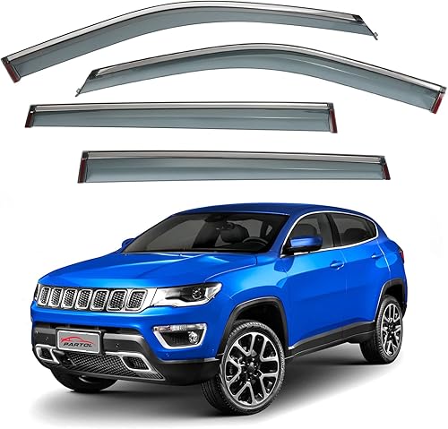 Miniatura 2 de Partol Protectores de lluvia para ventana, deflectores de ventana lateral, deflector de ventilación para Jeep Compass 2017-2022 (paquete de 4)