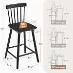 LUE BONA Windsor Wooden Bar Stools Set of 4 for Kitchen Island, Farmhouse 24 Inch Counter Height Stools Chairs with Spindle Back, Black