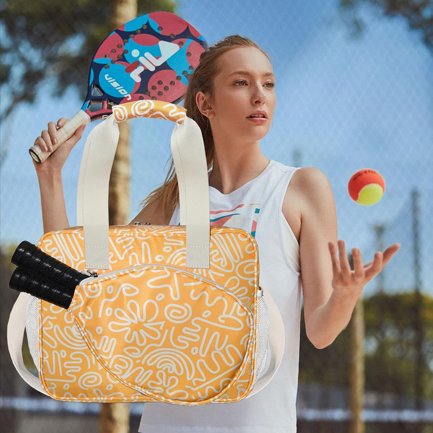 Pickleball Tote Bag for Women, Cute Lightweight Tennis Yoga Gym Sport Bag