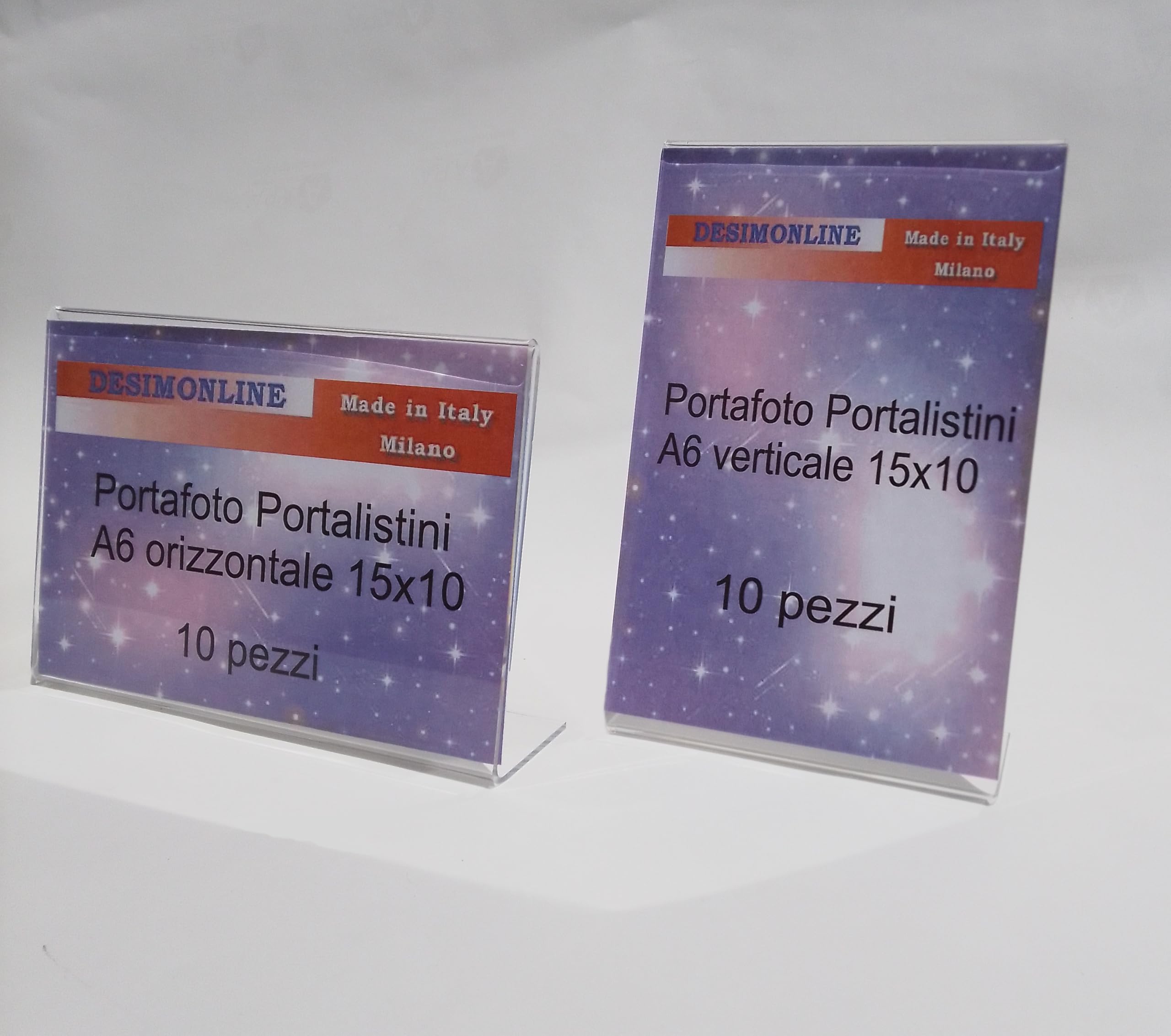 Generico DESIMONLINE Portafoto in Plexiglass Formato A6 Verticale 10x15 cm (10 Pezzi), Handmade in Italy