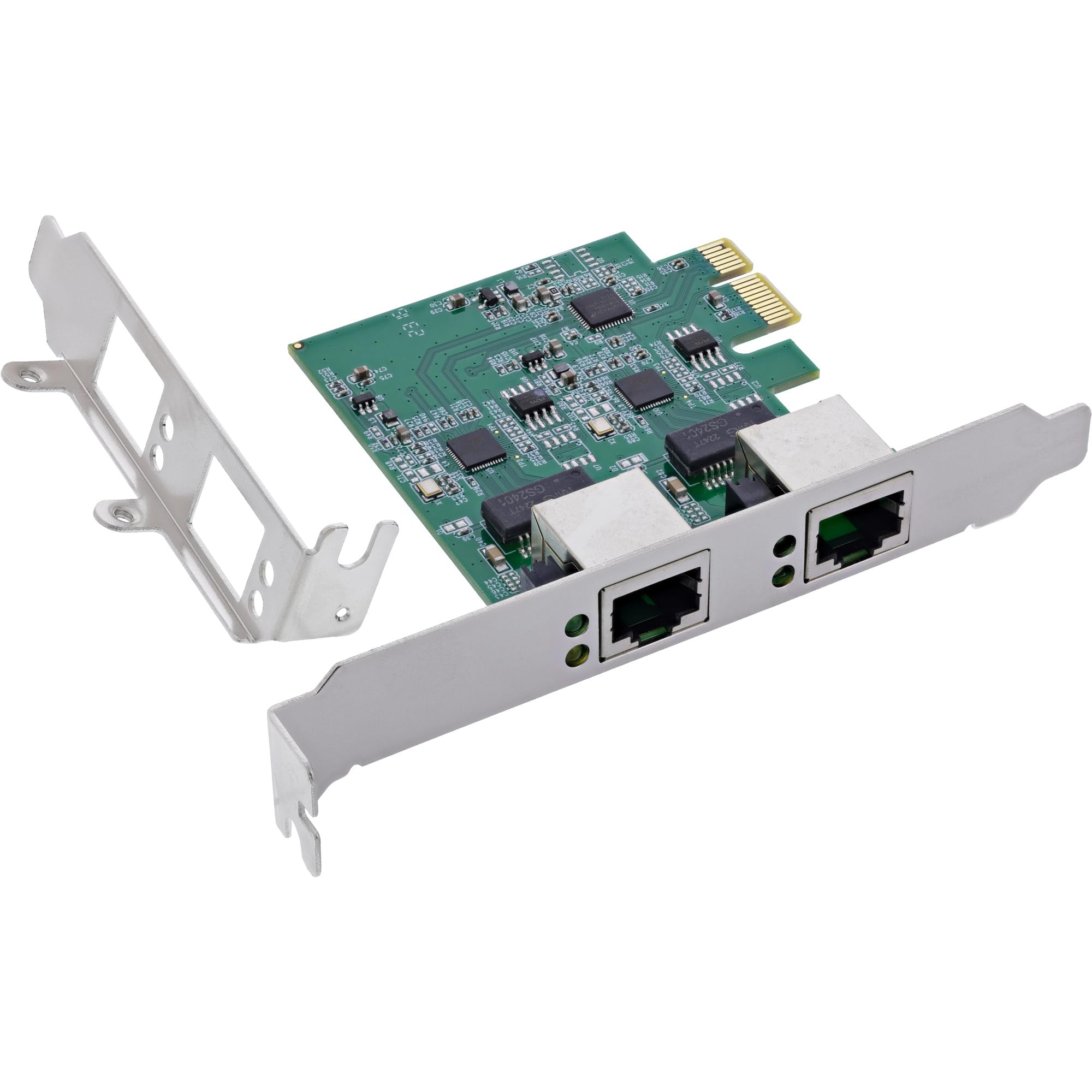InLine® Dual Gigabit Network Card, 2X RJ45 2.5Gbps, PCIe x1, with Low Profile Slot Bracket