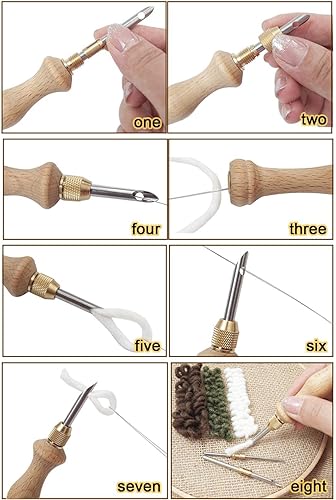 Miniatura 5 de Punch Needle,Punch Embroidery Kit  Sewing Embroidery Punch Pen, Felting Threader Needles for Embroidery Rug DIY Handmade Art Crafts Xuyuan