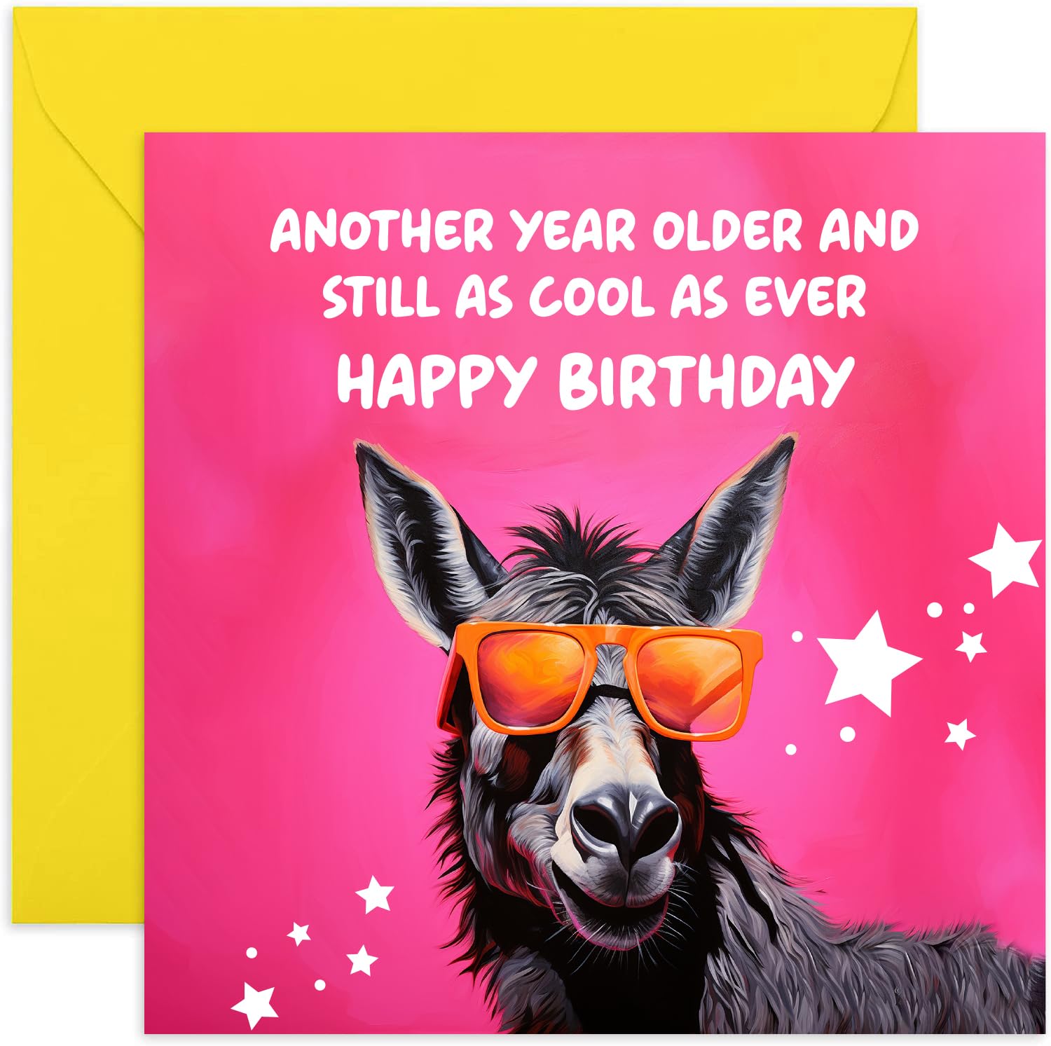 Old English Co. Funny Donkey Birthday Card for Women Men - 'Another Year Older And Still Cool' For Fabulous Friend Birthday - Cute Birthday Card for Her or Him - Sister, Brother | Blank Inside