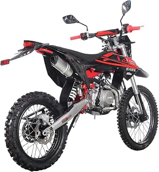 X-PRO Hawk 125cc Dirt Bike Zongshen Brand Engine with All Lights and 4-Speed Manual Transmission! Electric/Kick Start, Big 19/16 Tires! (Red, Factory Package)
