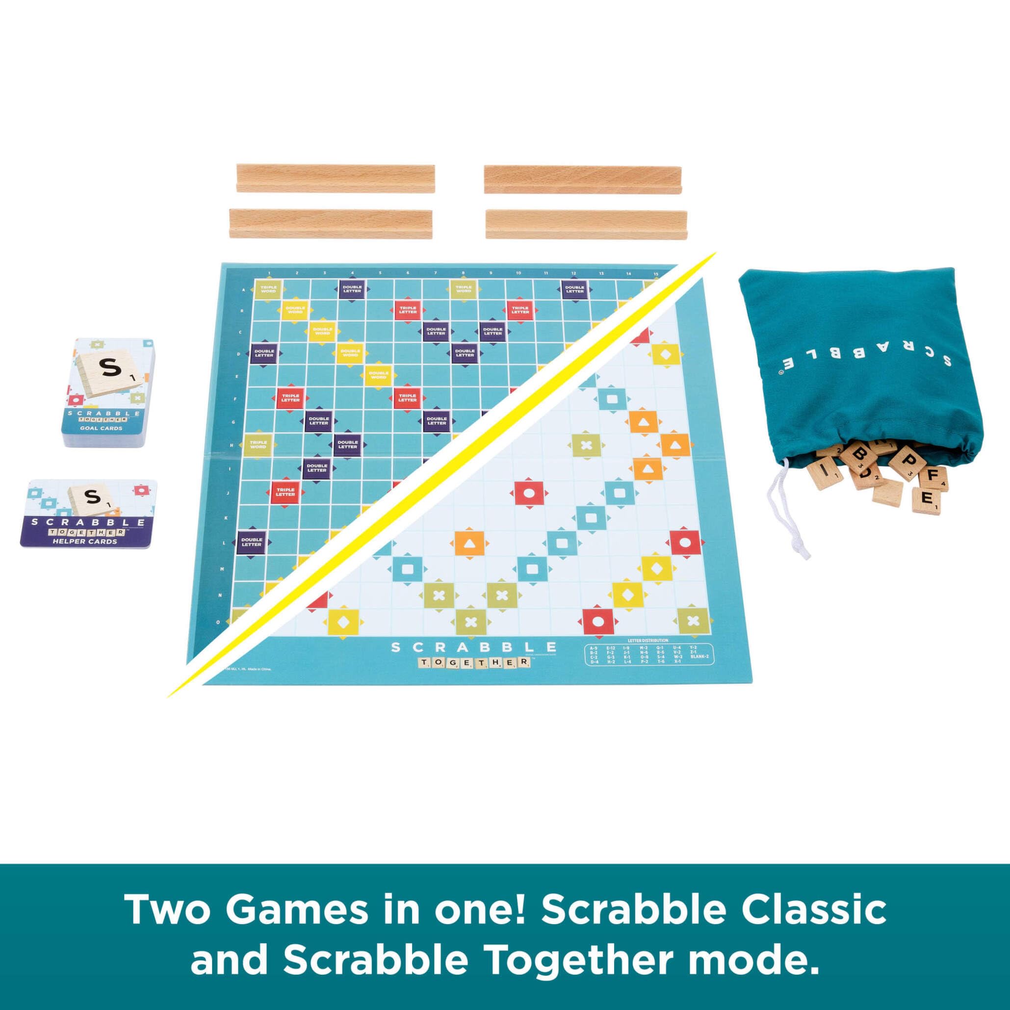 Mattel Games Scrabble Board Game, Classic Family Word Fun, featuring Wooden Letter Tiles and Racks - Image 3