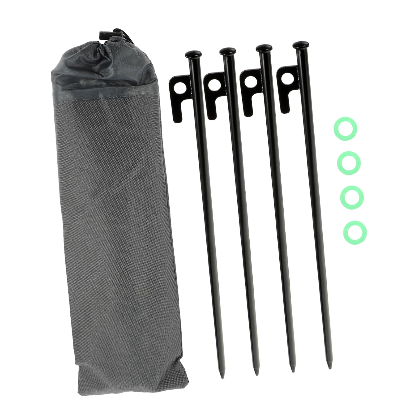 Estacas metálicas para toldos de camping con anillo noctilucente y bolsa