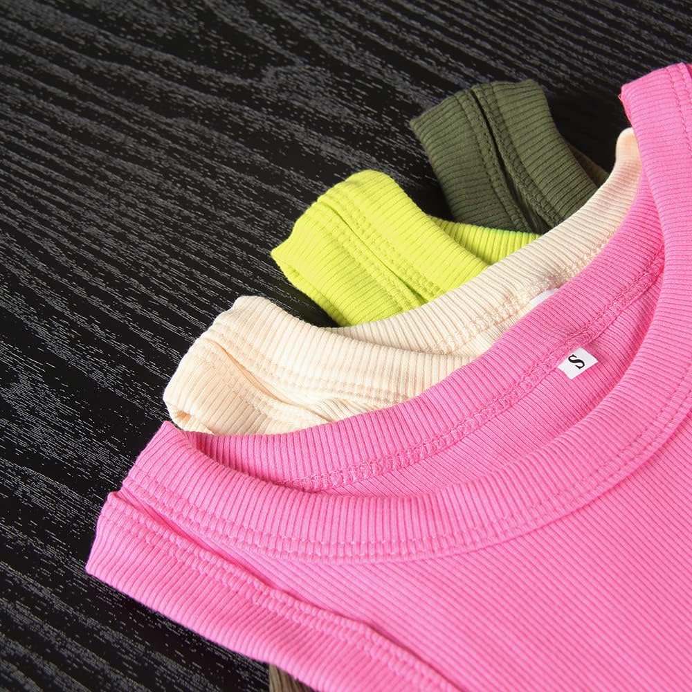 Vista 5 de GEMBERA Camiseta sin mangas para mujer, cuello alto, casual, básica, de algodón, acanalada, ajustada