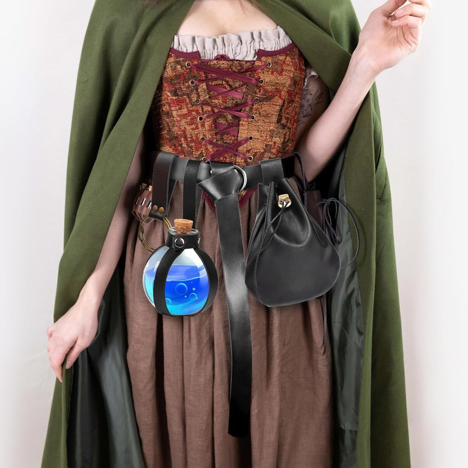 Renaissance Costume Accessory Belt Pouch Purse Potion Bottle Belt Waist Set Retro Medieval Festival Ren Faire - Image 3