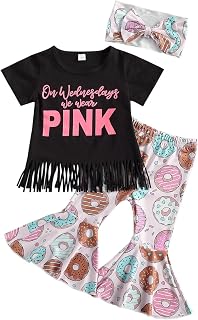 Toddler Baby Girl Clothes Set Short Sleeve T-Shirt Tops Floral Flared Bell-Bottom Pants Kids Summer Outfits Set