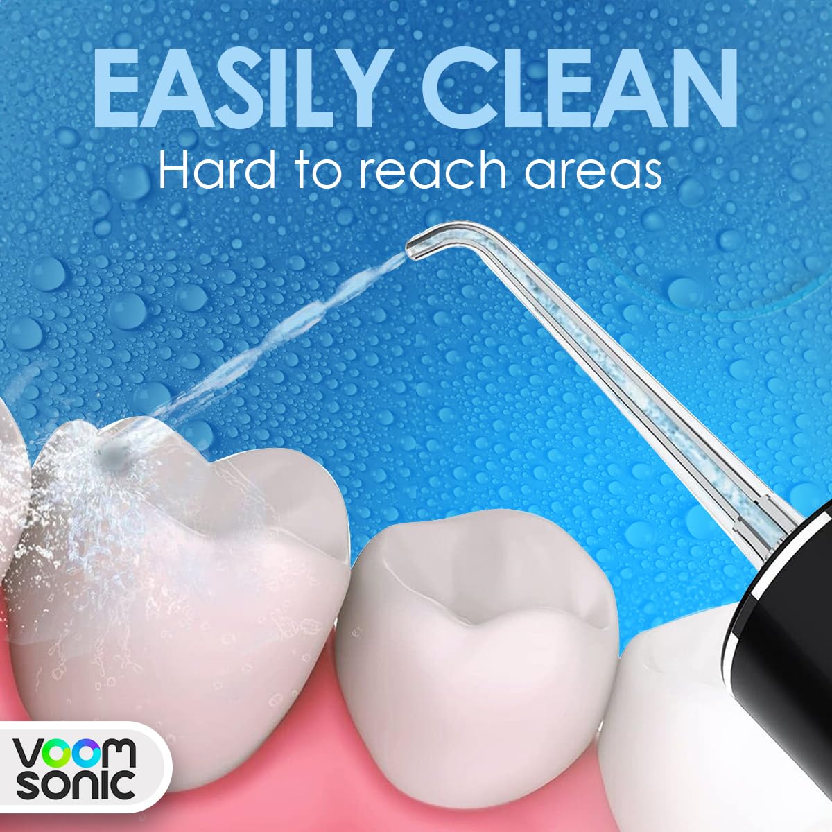 Hydropulseur sans fil (noir) | Irrigateur buccal portable, cueillette d'eau facile à transporter avec 4 embouts, hydropulseur dentaire rechargeable à 3 vitesses pour le nettoyage des dents, appareils