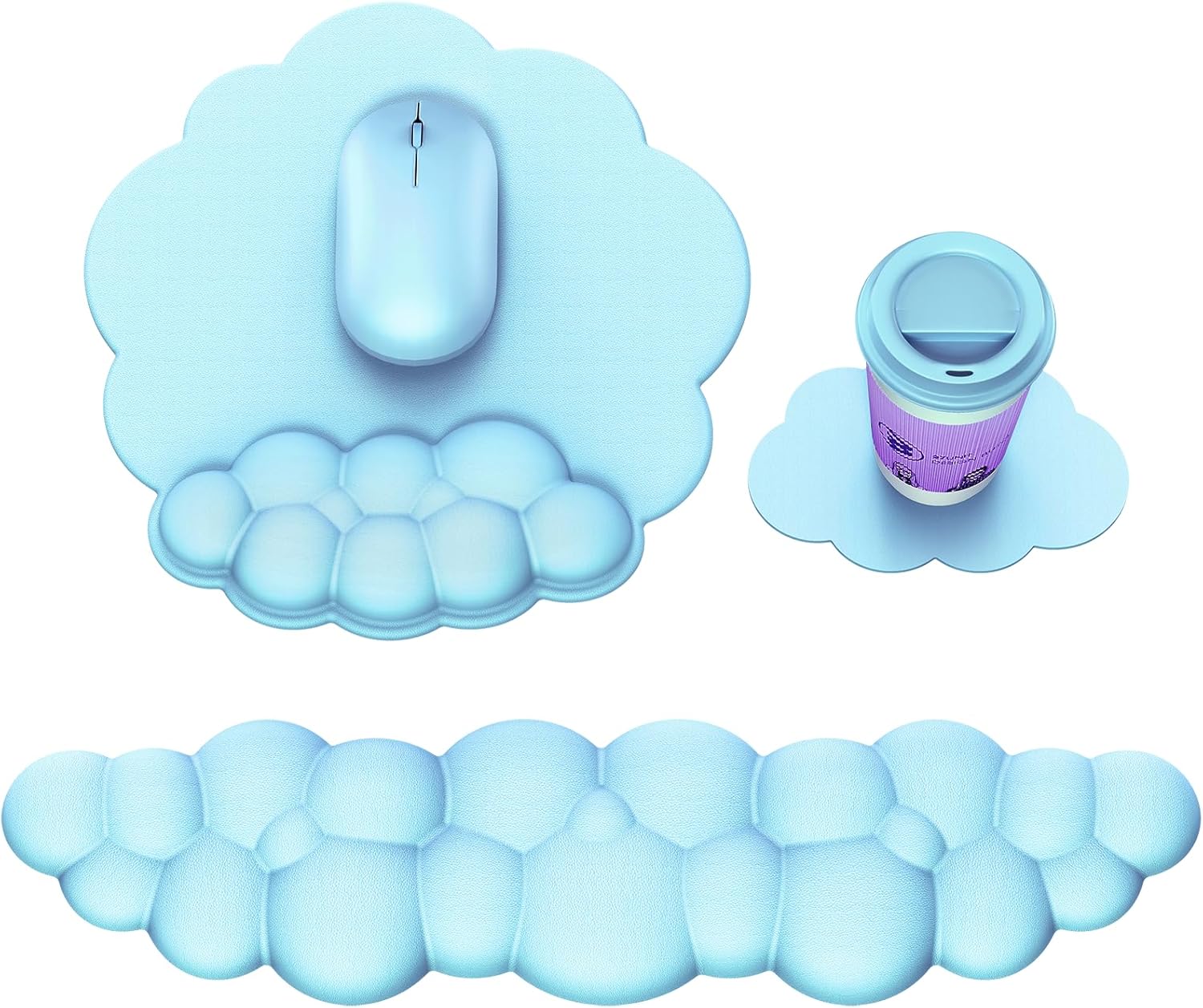 Cloud Mouse Pad with Wrist Rest, Cloud Keyboard Wrist Rest, Mouse Pad Wrist Support, Ergonomic Cloud Keyboard Mouse Wrist Support (Blue)