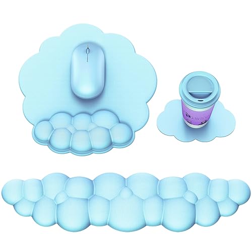 MOKURU Cloud Mouse Pad with Wrist Rest, Cloud Keyboard Wrist Rest, Mouse Pad Wrist Support, Ergonomic Cloud Keyboard Mouse Wrist Support (Blue) - Blue