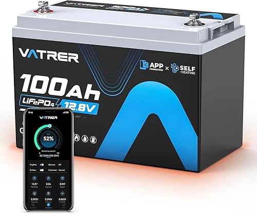 Miniatura 1 de Batería de litio LiFePO4 Bluetooth de 12 V 100 AH con autocalentamiento, BMS integrado de 100 A, corte de baja temperatura, soporta carga a baja