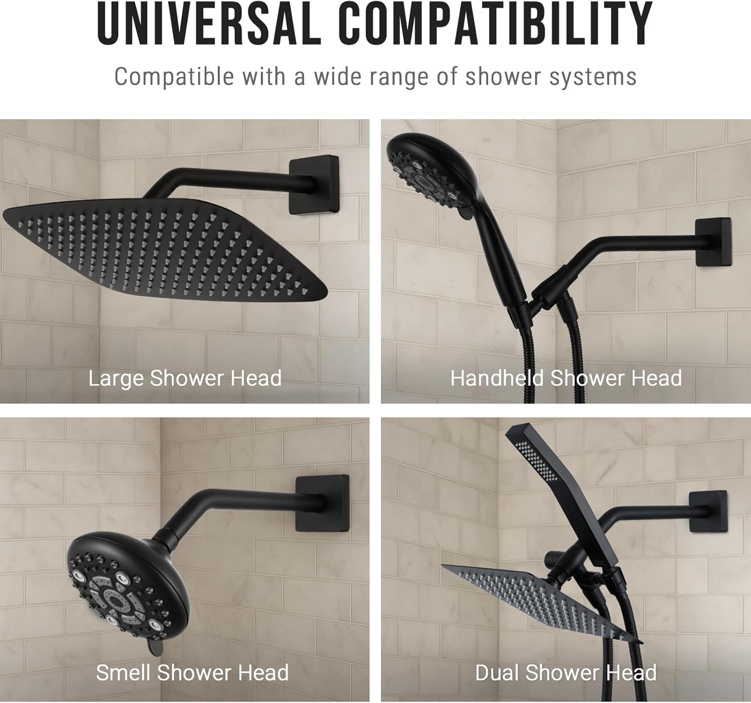 G-Promise All Metal 10-Inch Shower Arm with Flange, Wall-Mounted Stainless Steel Shower Pipe Replacement for Fixed and Handheld Shower Heads, Metal Adjustable Handheld Shower Head Holder