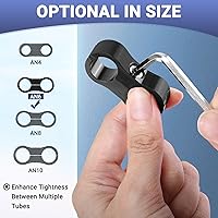 Vista 2 de 6AN - Abrazaderas separadoras de manguera de 0.551 pulgadas con llave de aluminio AN6 para línea de combustible 3/8, línea de freno, tubería de agua