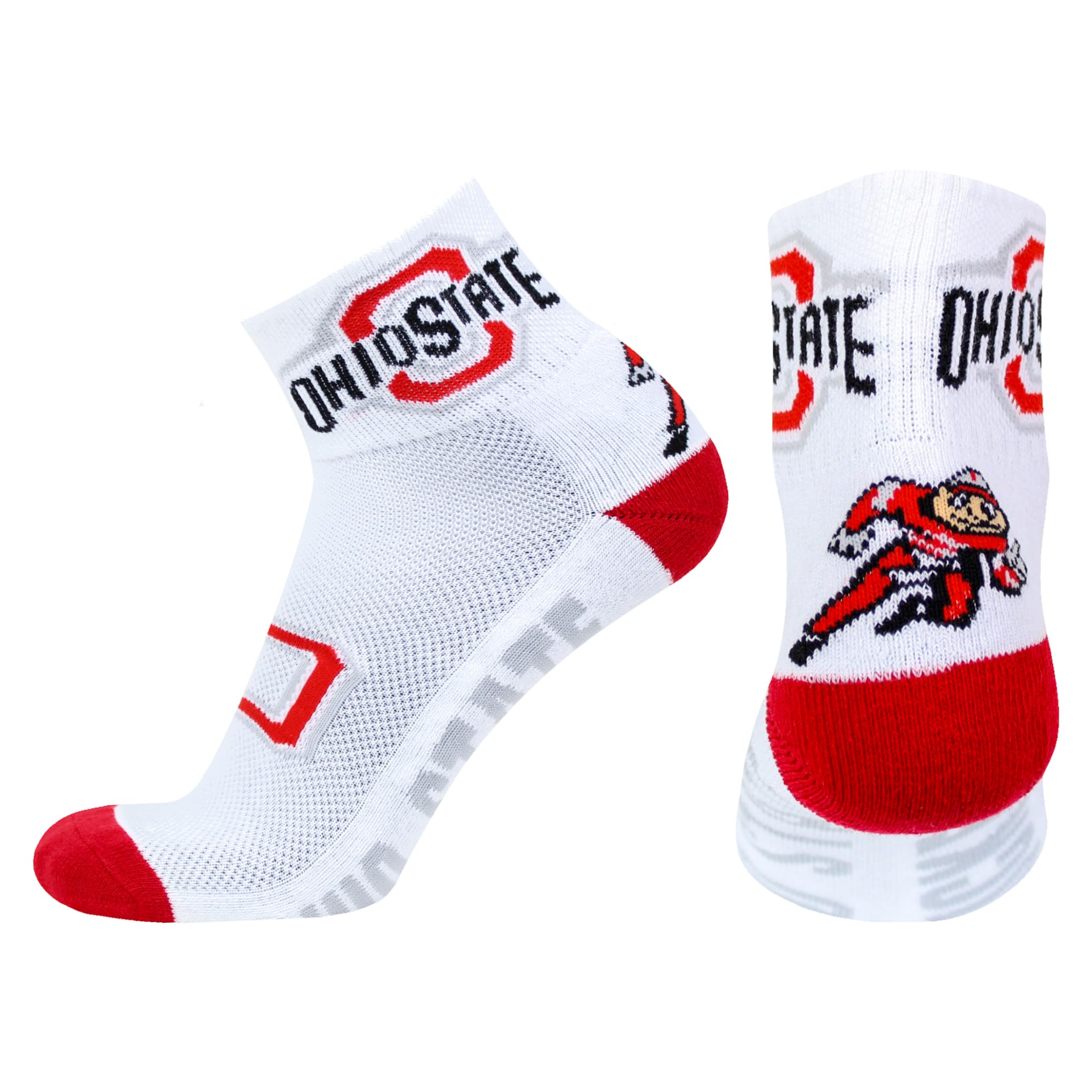 Donegal Bay Ohio State Buckeyes White & Scarlet Quarter Socks - NCAA Officially Licensed