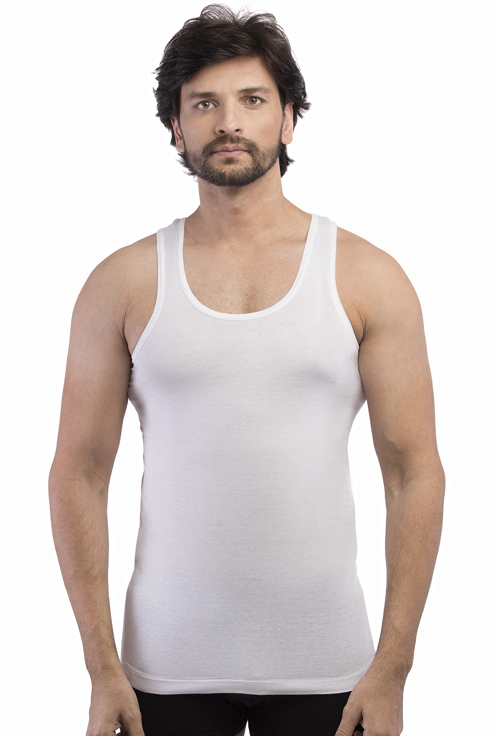 Bonus Men's Cotton Sleeveless Vest 90 cm (Pack of 6) White