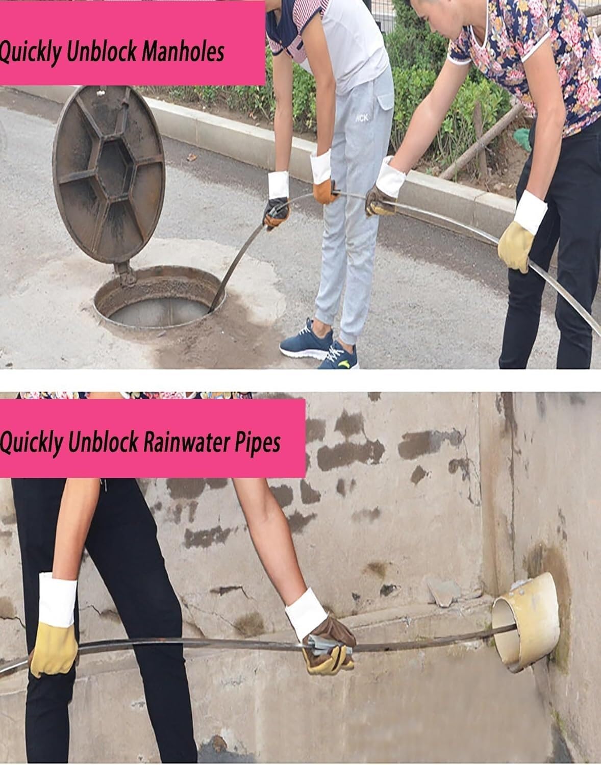 Odkurzacz do usuwania odpływu ręczny pasek czyszczący do użytku na zewnątrz, 2,5-5 cm szerokości x 10-20 m długości, skuteczny środek do usuwania zatykania do odpływów i rur