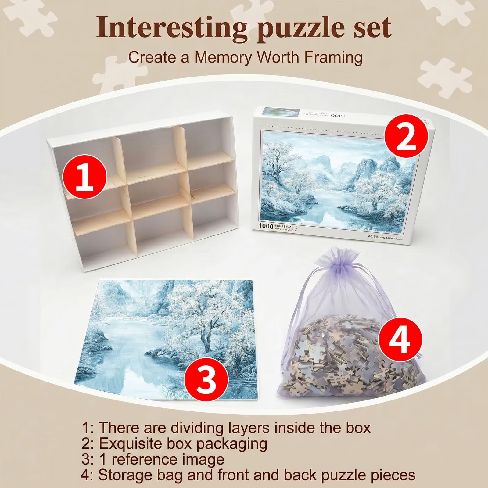 paesaggio Nevicare Puzzle 4000 Pezzi per Adulti, Puzzle in Legno - Collezione Classica con Poster Incluso - Sfida di Concentrazione e Passatempo Antistress, Gioco per Famiglia, 141 x 87 cm f0-529