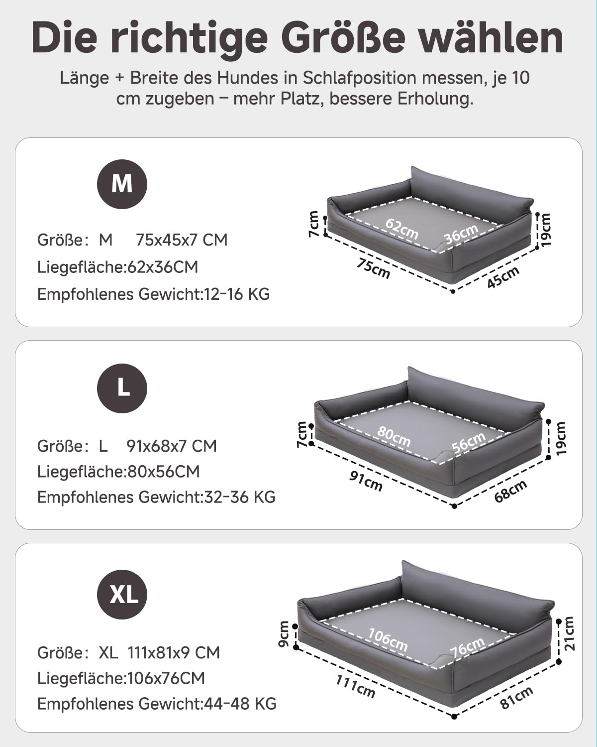 Wasserdicht Orthopädisches Hundebett,Kunstleder Hundekorb,91x68 cm,Grau | Hundekissen für Mittelgroße Hunde,Abwischbares Hundesofa mit 4 Rändern,Abnehmbarer Waschbar Bezug ,Rutschfeste Hundecouch