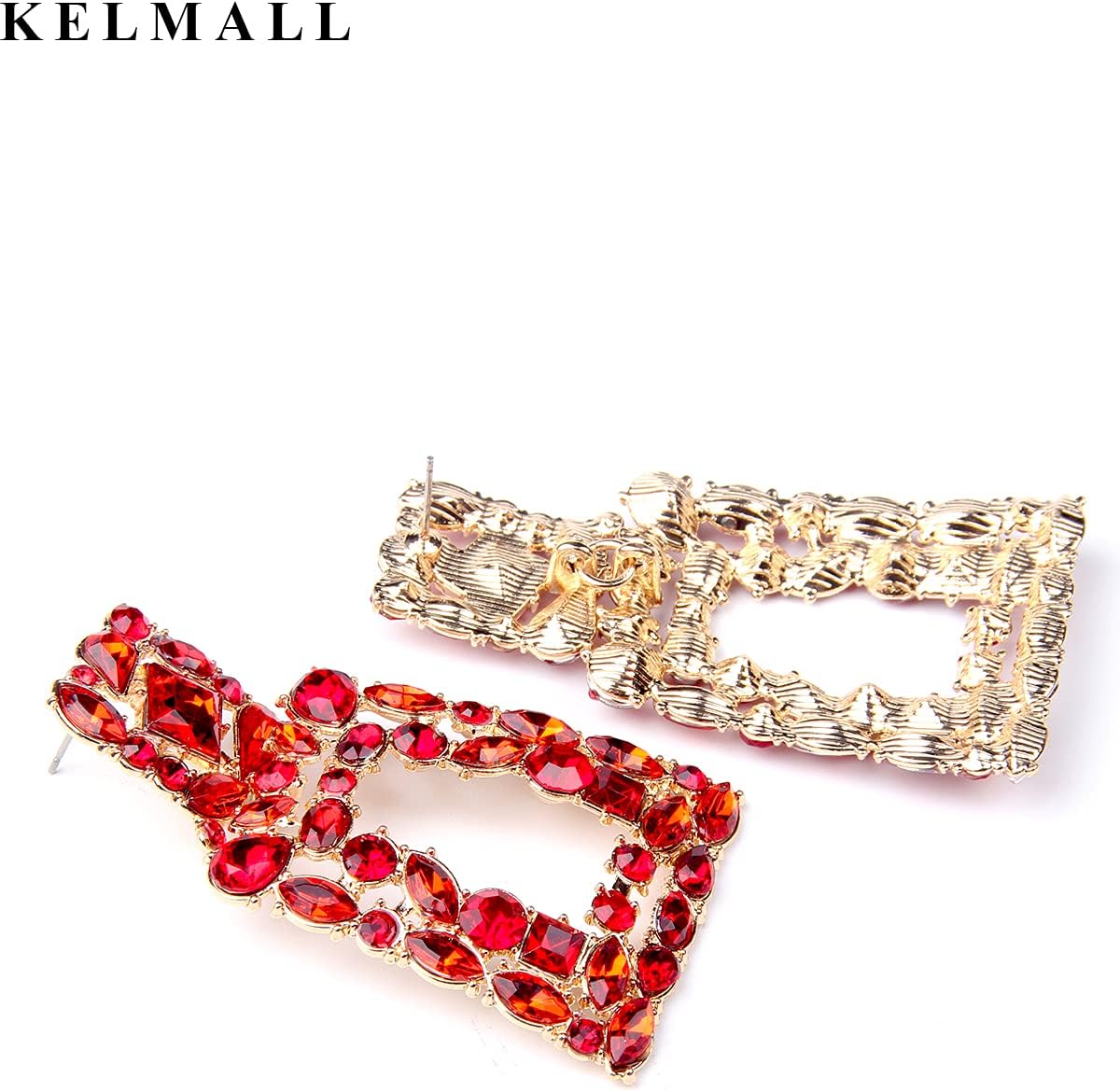 KELMALL Chunky Geometric Rhinestone Dangle Earrings for Women – Bold Rectangle Statement Drop Earrings, Gift-Boxed Fashion Jewelry - Image 6