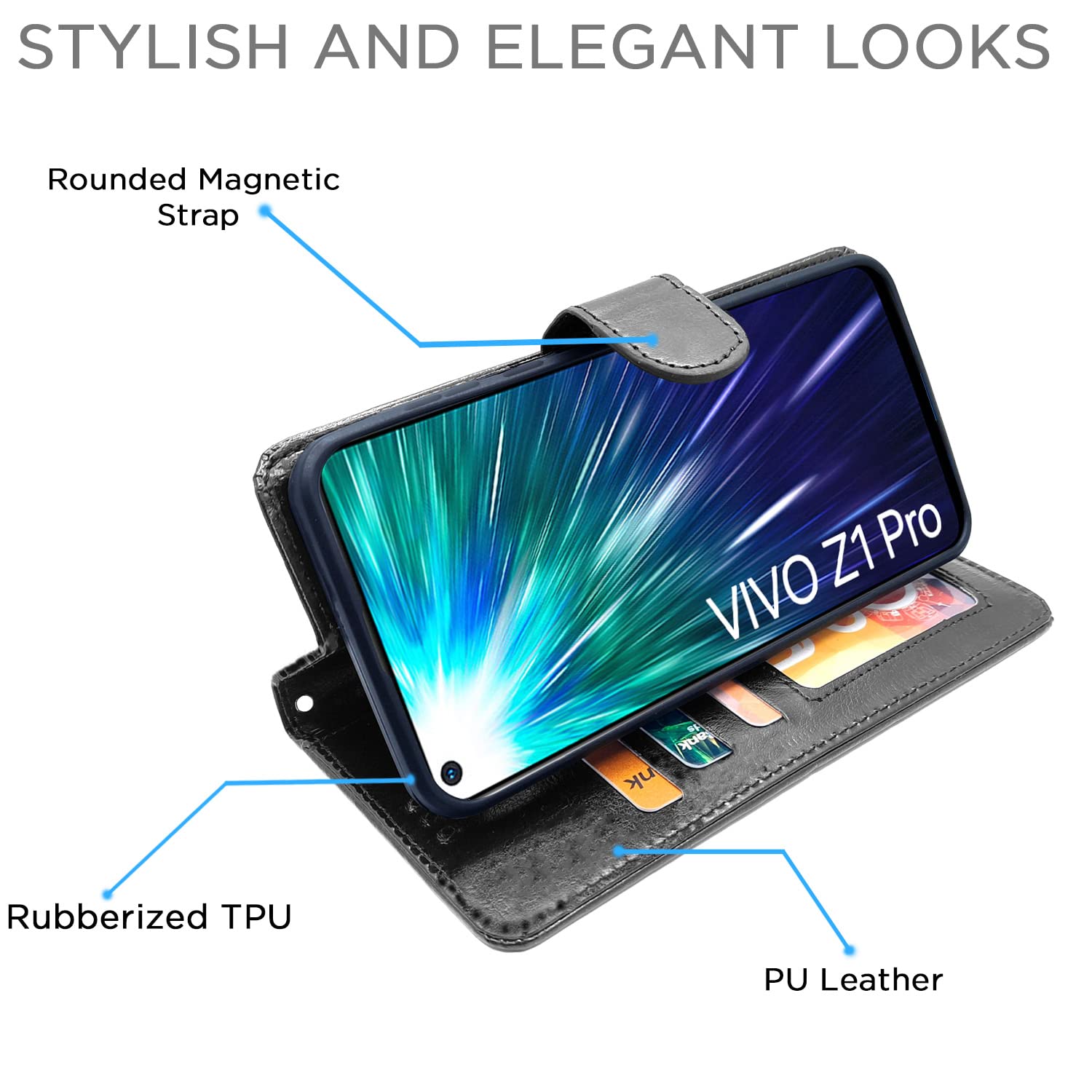 Pikkme Vivo Z1 Pro Flip Case - Leather & TPU Protection -5 Pikkme Vivo Z1 Pro Flip Case - Leather & TPU Protection -5