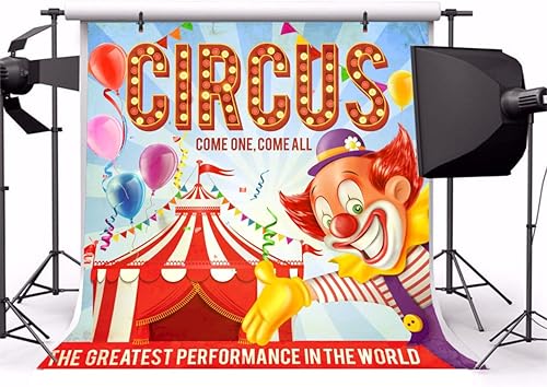 Miniatura 2 de Yeele Telón de fondo para cabina de fotos de circo, de 10 x 10 pies, para fiesta de carnaval, para fotografía de niños, niñas, niños, cumpleaños,