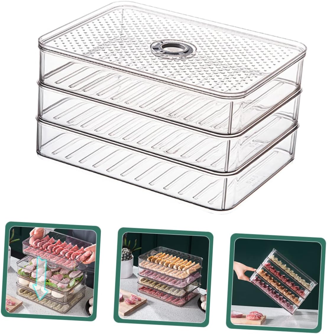 1Pc Multi Layer Refrigerator Storage Box Crisper Food Holder for Fresh Food Organization Stackable Freezer Bin for Clutter Fridge and Easy to Clean