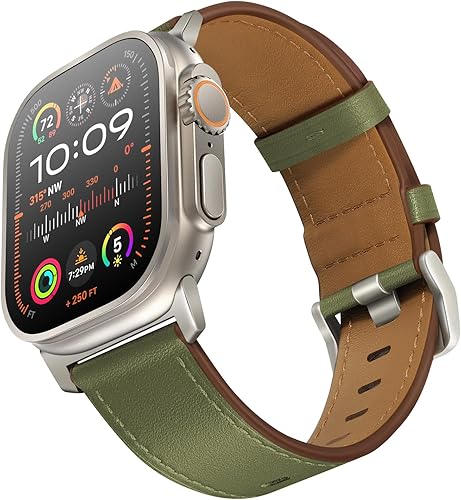 Vista 99 de UUPWPOKT Correa de cuero compatible con Apple Watch Ultra 3/2/1 Band de 1.929 in, 1.811 in, 1.772 in, 1.732 in, 1.654 in, correa de cuero genuino