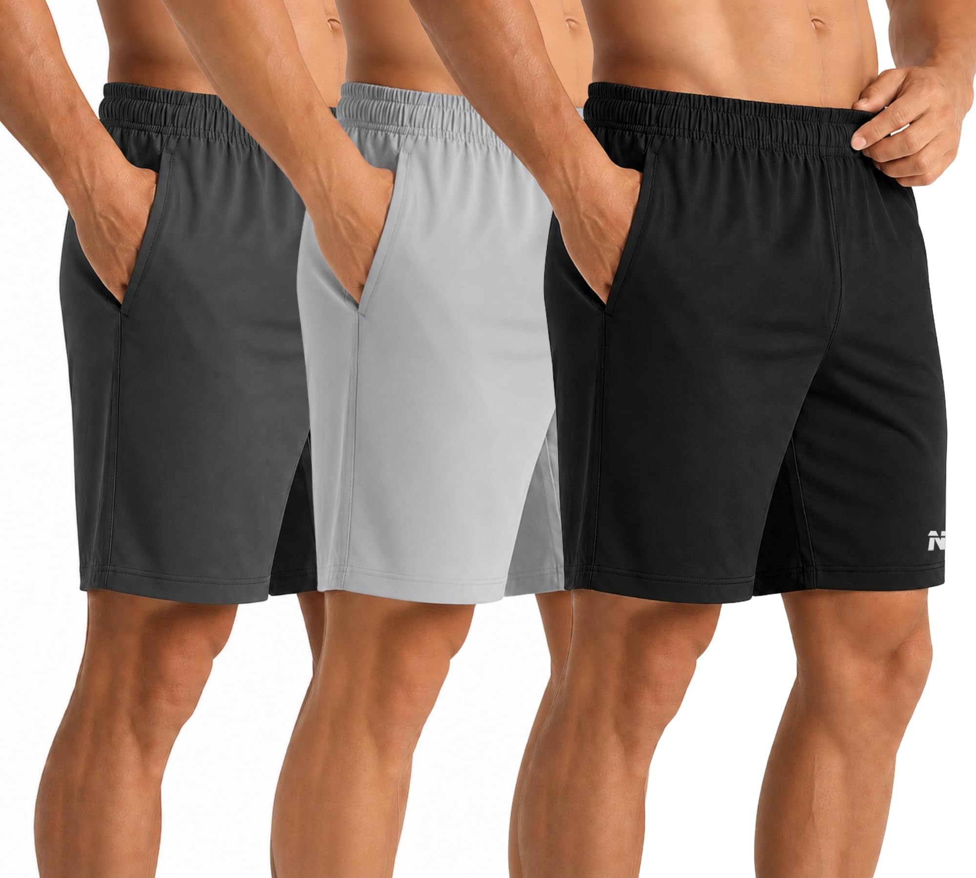 NINQ Workout Half Pant for Man | Gym Shorts for Men with Drawstring Waist & 2 Zipper Pockets | Stylish Lightweight Shorts Pant for Men Sports-image-3