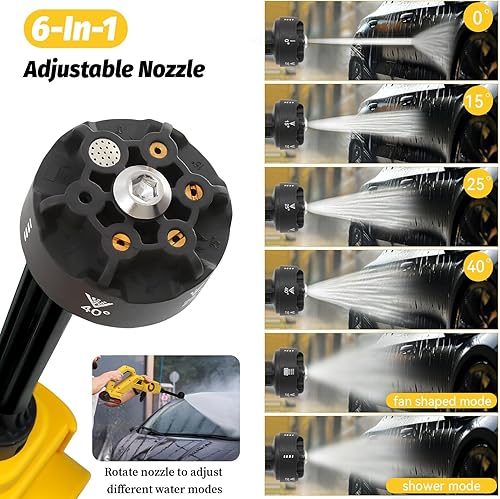 Miniatura 3 de Lavadora a presión inalámbrica para batería Dewalt de 20 V máximo, lavadora eléctrica inalámbrica portátil Max 1300PSI con boquilla 6 en 1 y