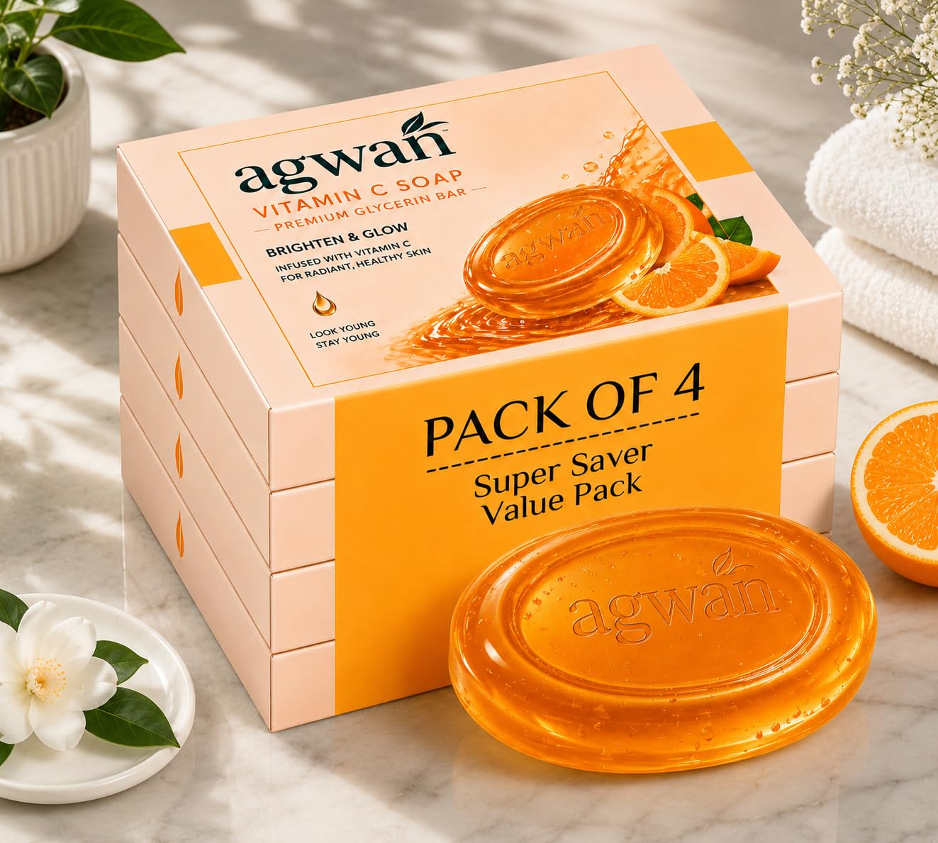 10% Vitamin C Serum Soap for Pigmentation, Sun Damage, Dark Spots & Tan Removal with Niacinamide and Turmeric Exfoliating Soap Bar for Men Women Pack of 4 400g Care-image-40