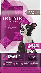 Holistic Select Natural Grain Free Dry Dog Food, Small & Mini Breed Puppy Recipe, 4-Pound Bag