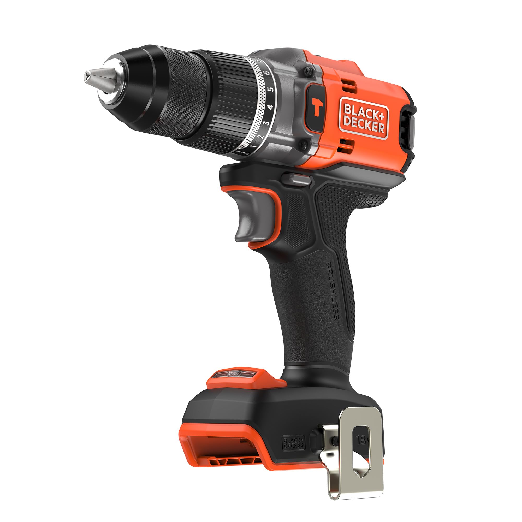 BLACK+DECKER Taladro percutor sin cable POWERCONNECT™ 18V, motor digital sin escobillas, 50 Nm de par, portabrocas sin llave de 13 mm – Unidad sin batería ni cargador, BLD683XN-XJ