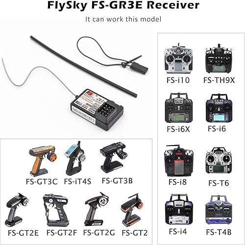 Miniatura 8 de Flysky FS-GR3E Receptor AFHDS de largo alcance 3CH 2.4GHz Receptor de superficie con servo cable de extensión para FS-GT2 FS-GT2B FS-GT3B FS-GT3C