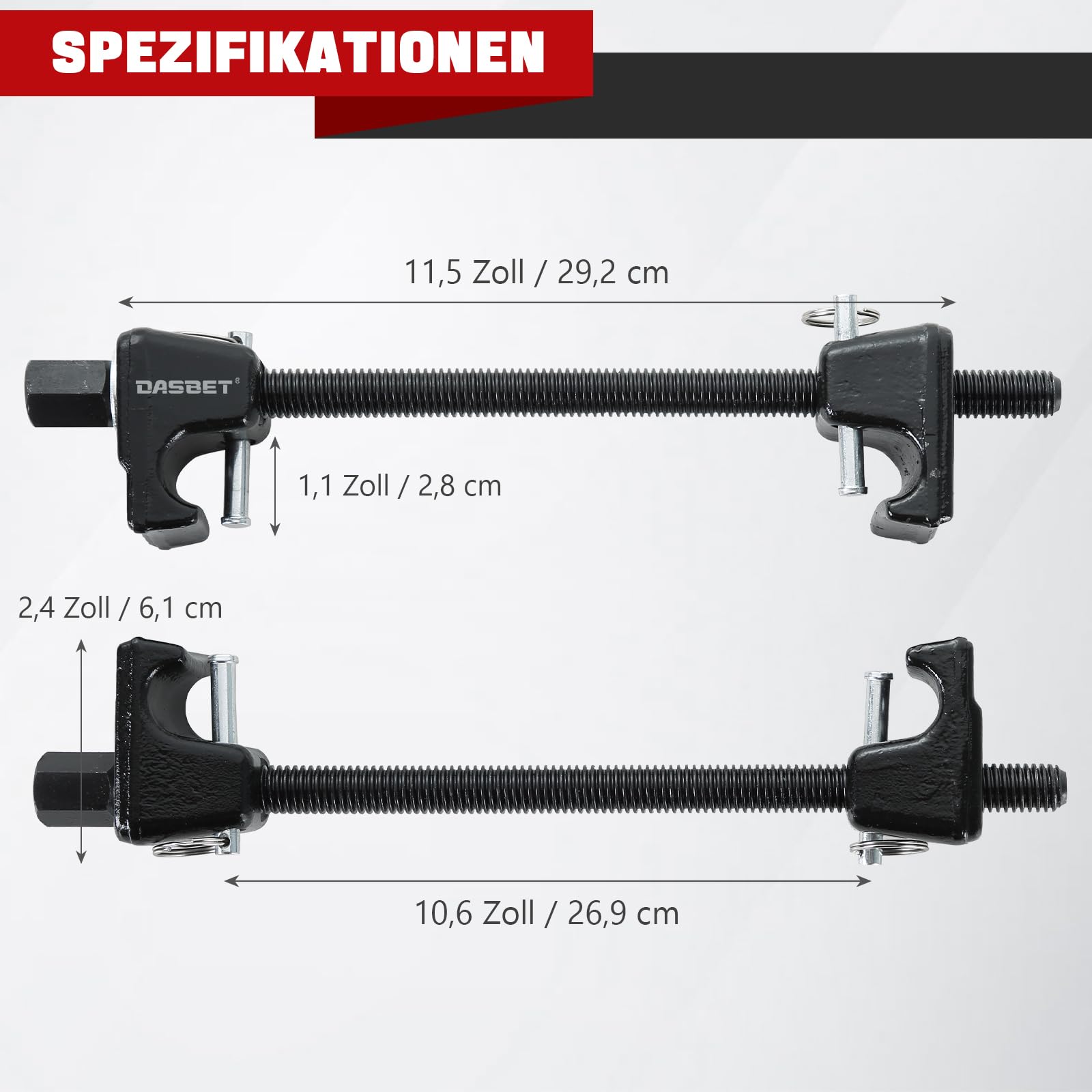 DASBET 2-TLG Federspanner Set | Feder Spanner Montagewerkzeug 300 mm für Auto & Motorrad, Spulenfedern, Federbein, Vorderachse & Hinterachse, Federspanner für Federwechsel