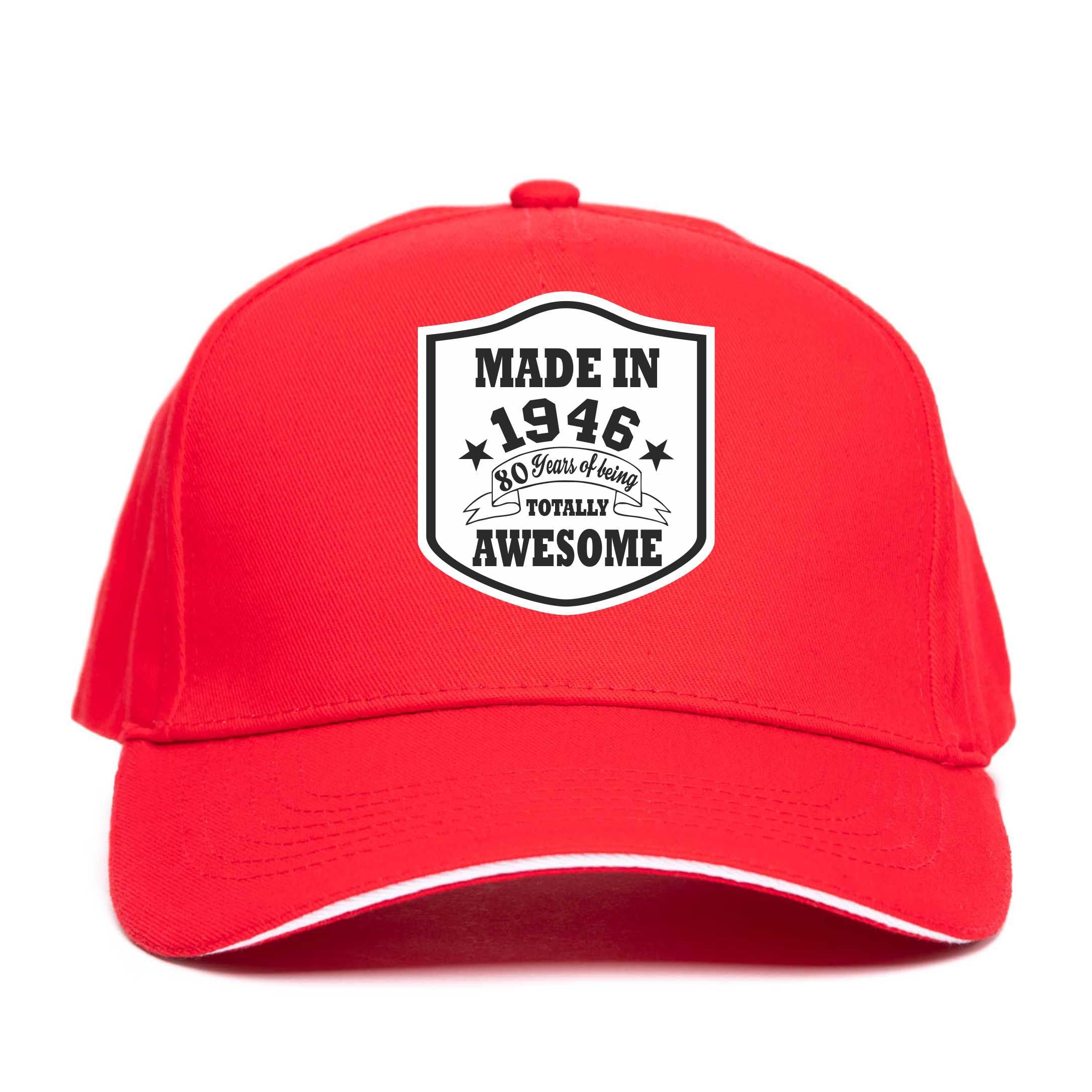 Print4U Made in 1946 80th Birthday Baseball Cap 80 Year Old Gift Men & Ladies Red