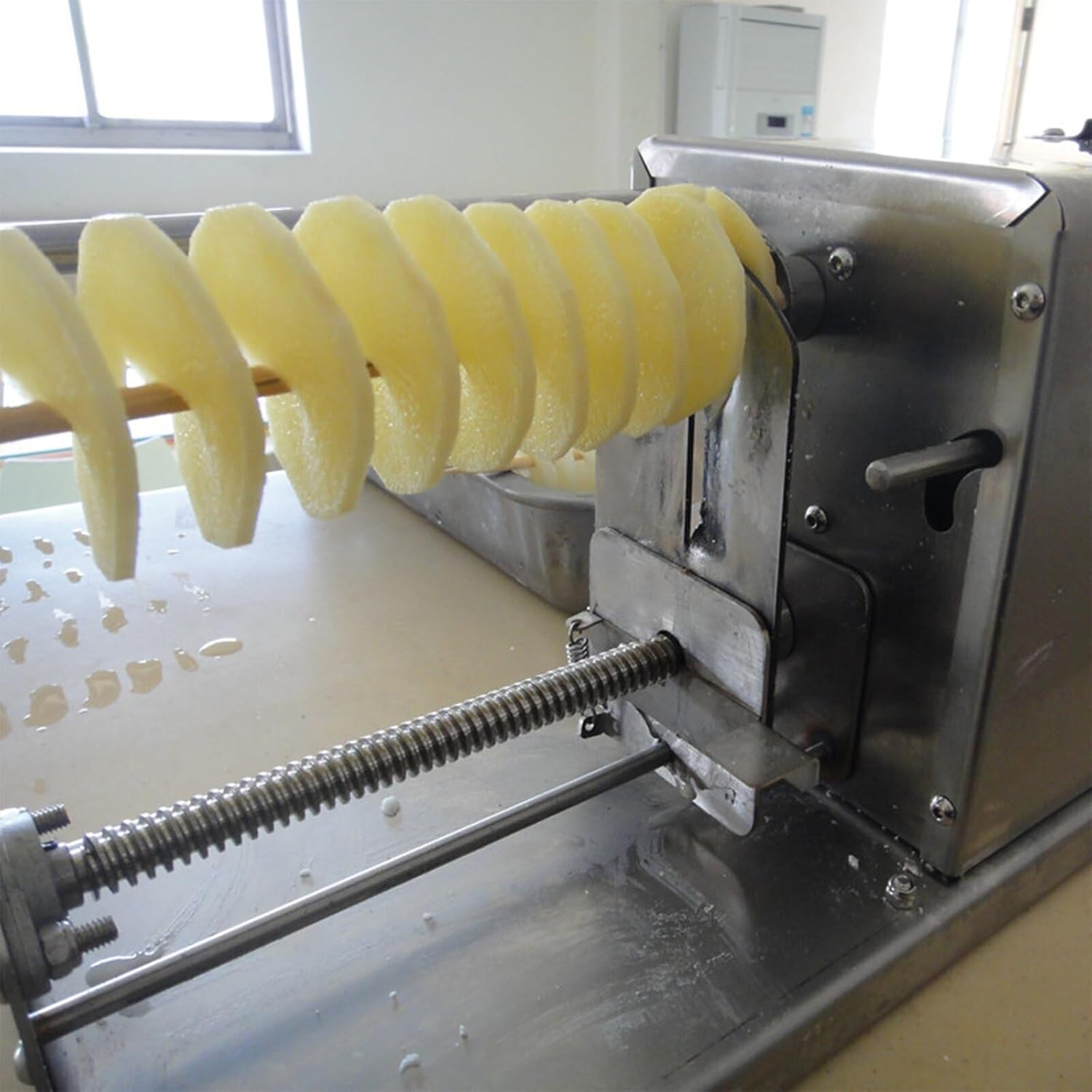 Automatic Spiral Stretch Stainless Steel Potato Slicer Potato Machine(60Type-Charging model-EU)