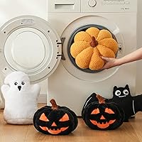 Vista 6 de YRXRUS Almohadas de calabaza de Halloween, almohadas con forma de calabaza blanca, regalos de decoración de habitación de otoño, pequeña y bonita