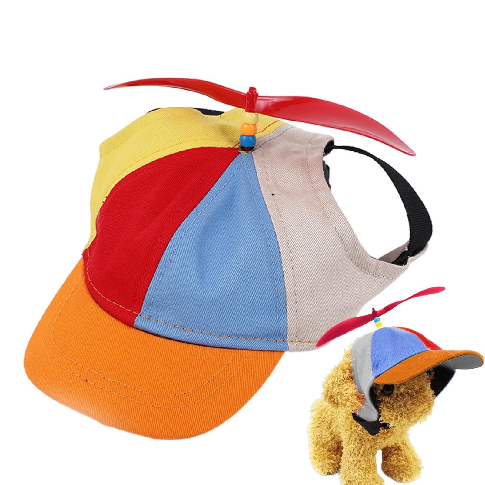 Fenytay Rainbow Propeller Hat For Pets, Funny Dog Baseball Hat, S/M/L Puppy Baseball Hat With Ear Holes, Adjustable Helicopter Top Hat, Dog Hat, Pet Hat, Baseball Hat For Walking, Sports, Travel