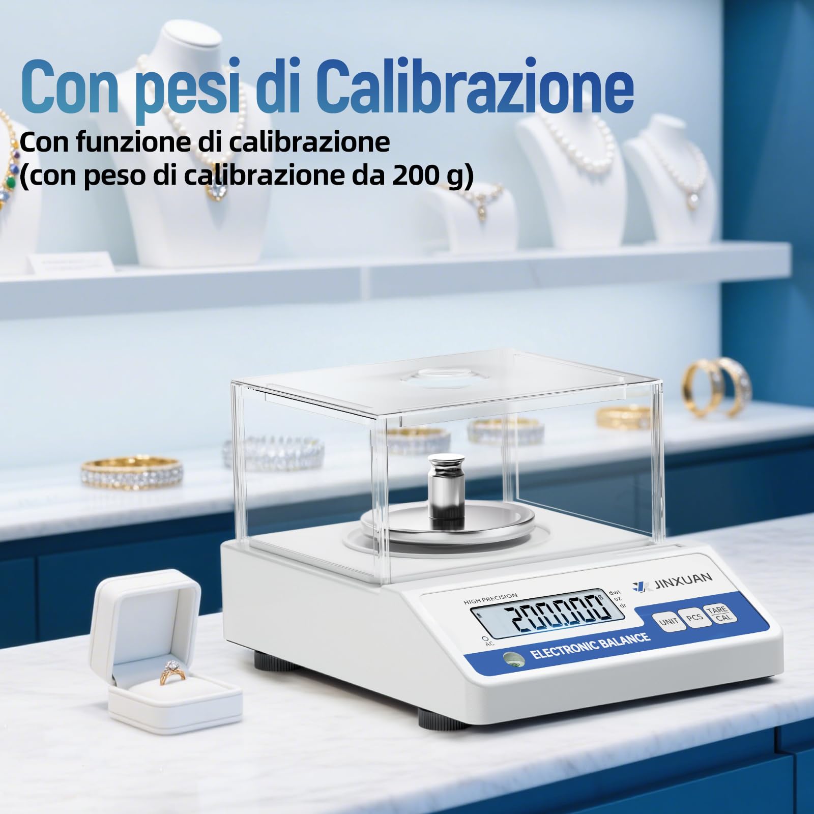 Bilancia da laboratorio 500 g x 0,001 g, bilancia analitica mg, bilancia di precisione per gioielli, con una precisione di 0,001 grammi