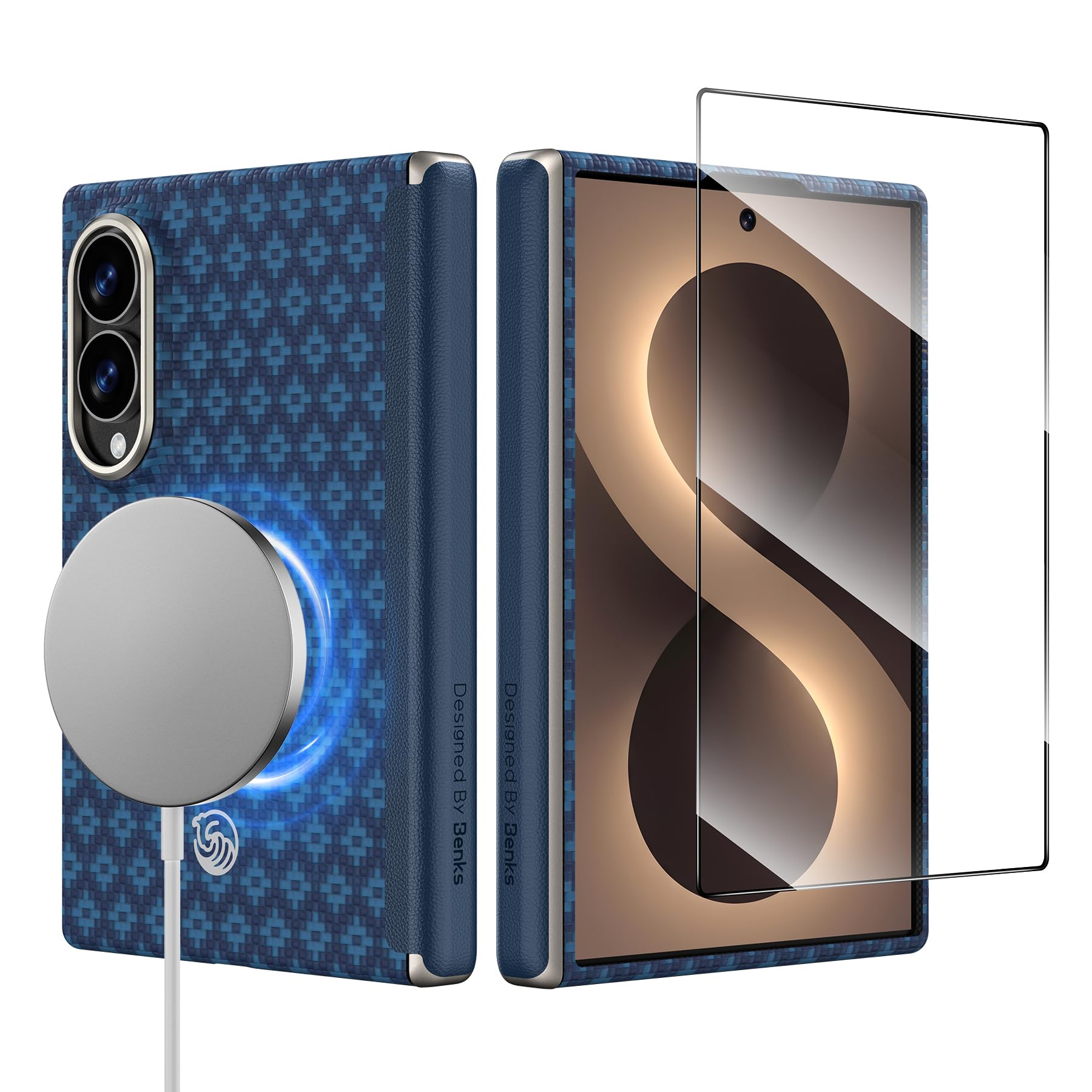 BENKS ArmorGrid Air Cover per Samsung Galaxy Z Fold 8 per Magsafe | Ultrasottile Custodia in Fibra Aramidica Kevlar, Protezione della Cerniera, Leggera, Sottile e Piacevole al Tatto
