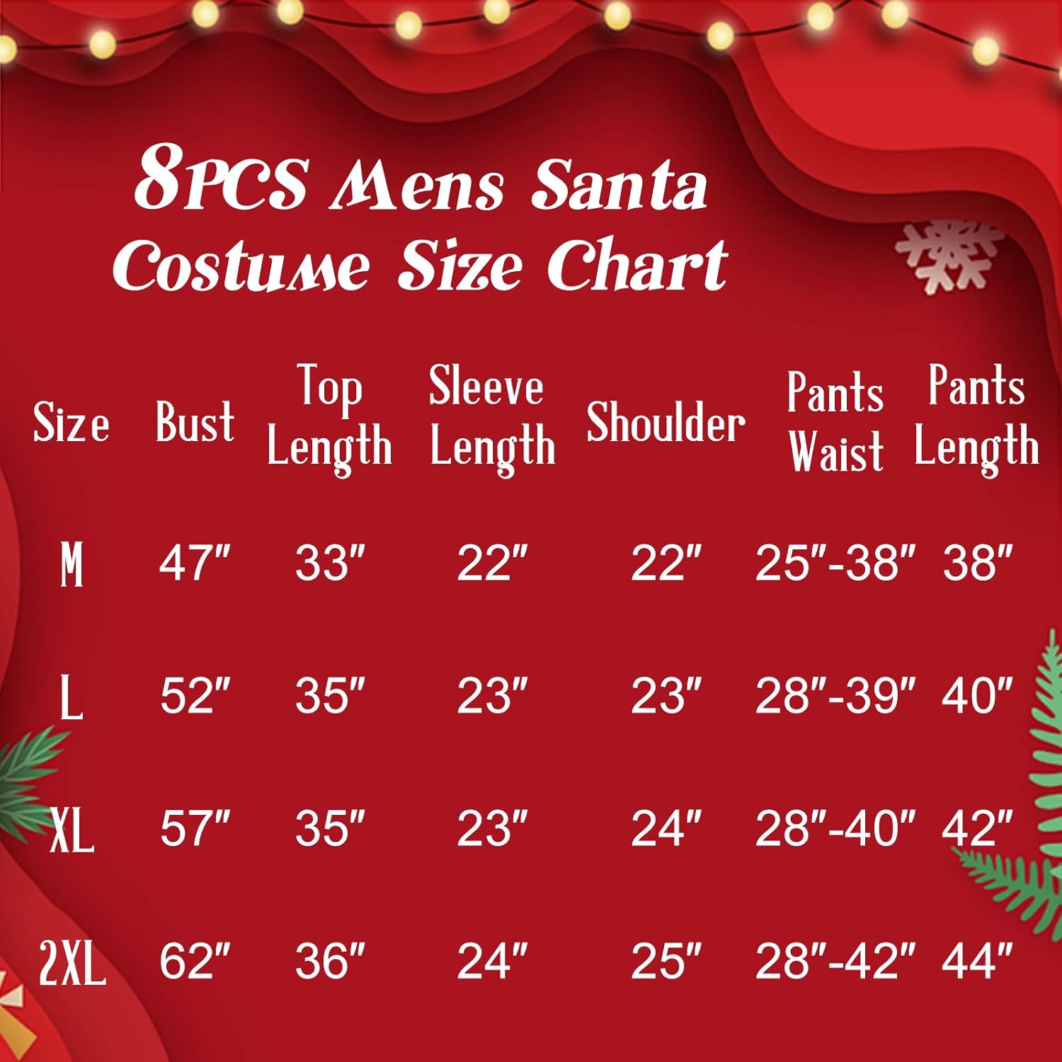 Santa Claus Costume, Halloween Costumes Adult for Men 8PCS Deluxe Funny Cosplay Santa Outfit. - Image 6