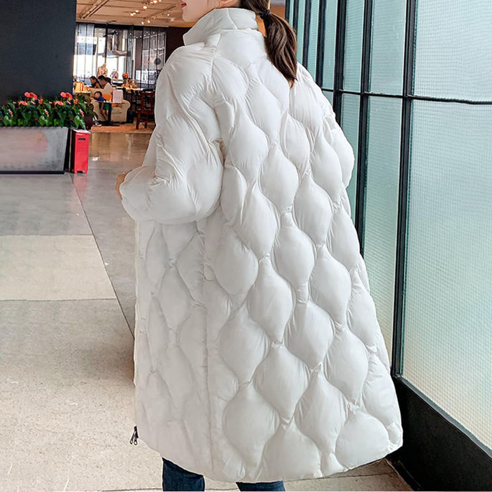 Genérico Abrigo Mujer Plumas Corto,Abrigo De PlumóN Liso Y Para Mujer Chaqueta Moderna De Longitud Media Con Cuello Levantado Para Invierno