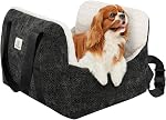 Pawaboo Small Dog Car Seat -Extra Soft- Dog Bed Car Seat for Small Dogs, Puppy Seat for Car with Fixed Buckle and Safety Leash, Thickened Dog Bed Car Seat, Pet Travel Carrier Bed Up to 25lbs, Black